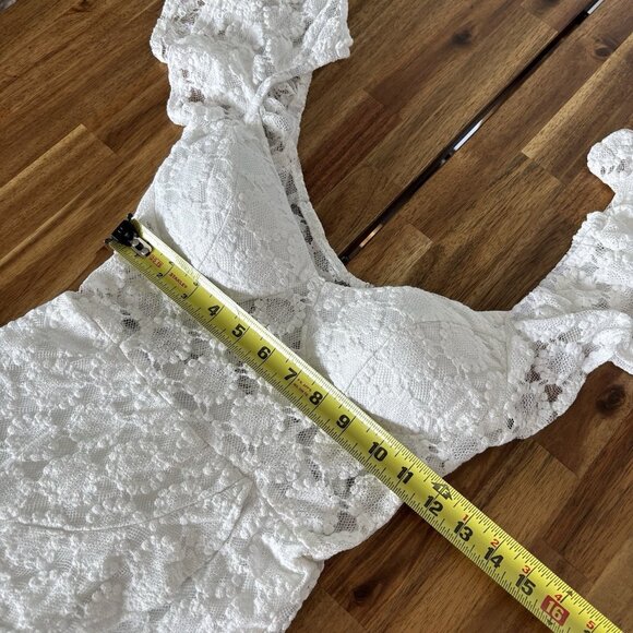 Angel Biba Milkmaid Babydoll Dress Size Medium White Coquette Floral Angelcore - Picture 14 of 15